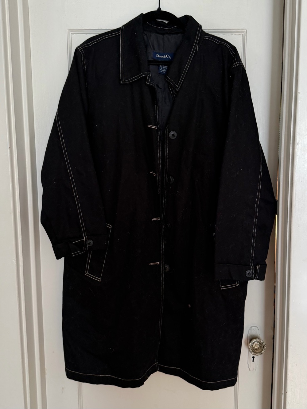Denim&Co black denim trench/car coat
